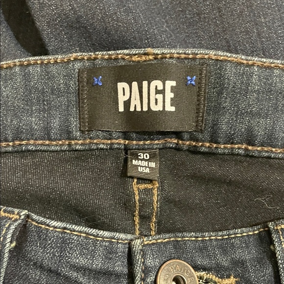 PAIGE Women's Dark Blue Straight Jeans - Picture 9 of 14